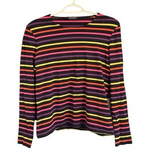 Saint James France Authentic Striped Neon Pink Black Shirt Size 6 Long Sleeves